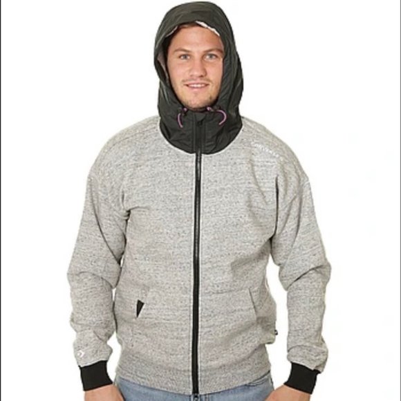 💖MEGA SALE💖 CONVERSE SWEATSHIRT MIXED MEDIA ZIP Grey Men's Size 10017907-A01 - Picture 4 of 6